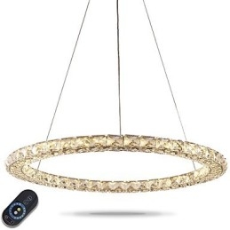 Ring Kristallen Hanglamp Moderne Kristallen Kroonluchter Plafondlampen Binnen Lampen Armaturen Dimbaar Met Afstandsbediening