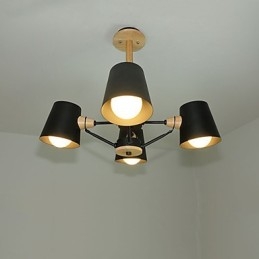 4-lichts multi-kleuren macaron hout vintage schilderij kenmerk metalen kroonluchter