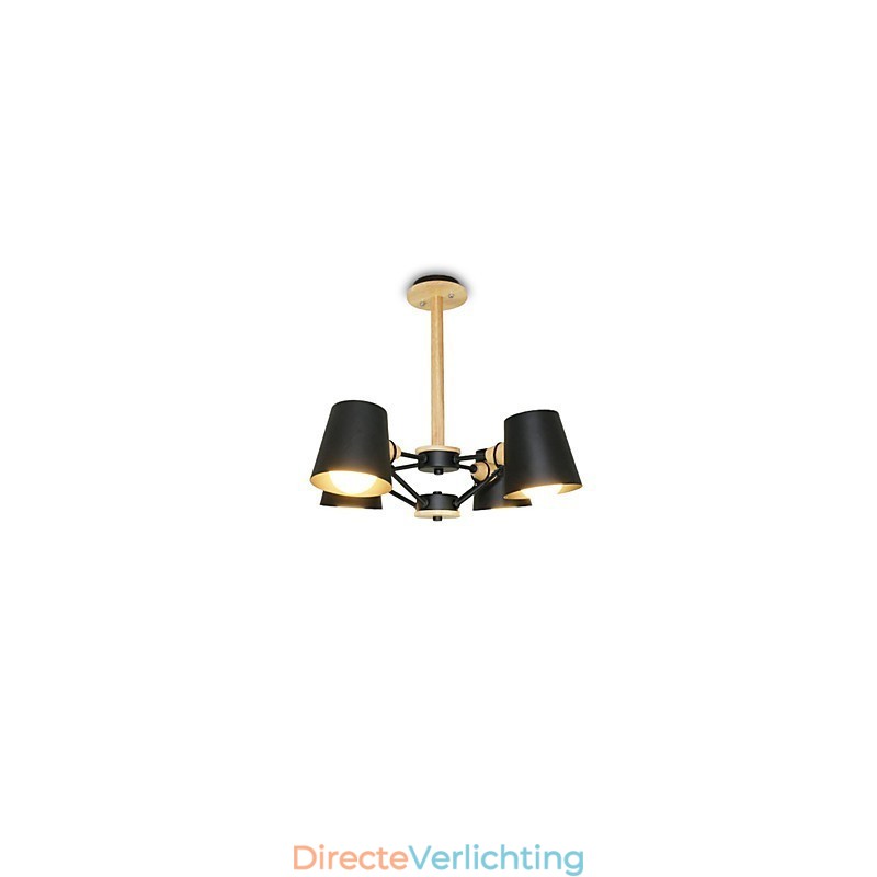 4-lichts multi-kleuren macaron hout vintage schilderij kenmerk metalen kroonluchter