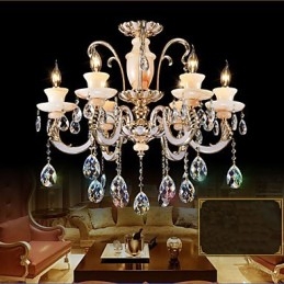 Europese hoogwaardige Jade Kristallen Hanglamp Sfeervolle Zinklegering Hanglamp Kaars Kristallen Lamp