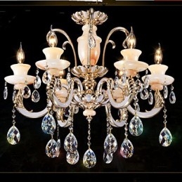Europese hoogwaardige Jade Kristallen Hanglamp Sfeervolle Zinklegering Hanglamp Kaars Kristallen Lamp