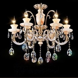 Europese hoogwaardige Jade Kristallen Hanglamp Sfeervolle Zinklegering Hanglamp Kaars Kristallen Lamp