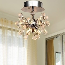 Moderne eigentijdse kristallen mini-stijl chromen metalen kroonluchter inbouw