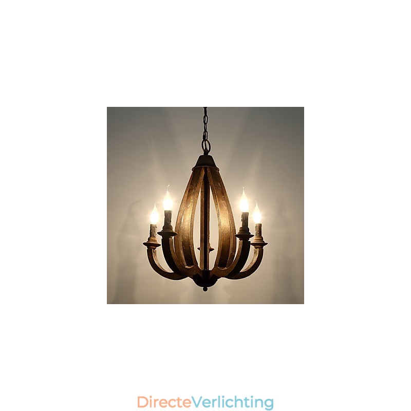 Vintage schilderij kenmerk mini stijl houten bamboe kroonluchter lamp de decoratieve hanglamp