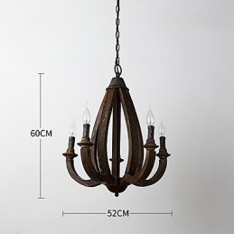 Vintage schilderij kenmerk mini stijl houten bamboe kroonluchter lamp de decoratieve hanglamp