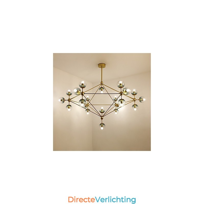 Twenty_one Light Post Modern Europa Stijl Modo Metalen Glazen Hanglamp de Foyer Decorate Industriële Kroonluchter Lamp