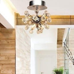 Moderne eigentijdse kristallen mini-stijl chromen metalen kroonluchter inbouw