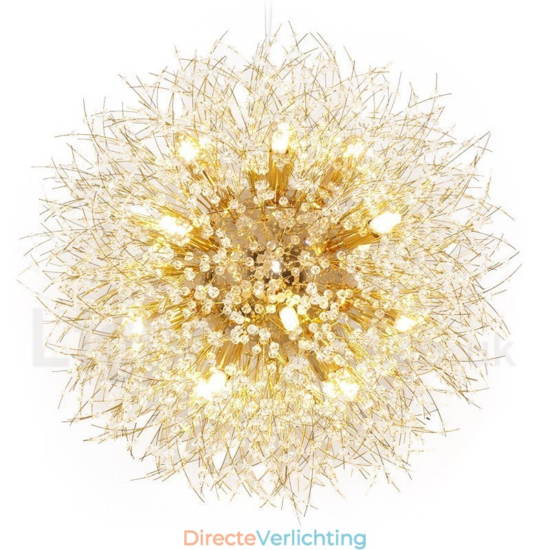 Vuurwerkbol Paardenbloem Chroom Feature Kristallen Metalen Kroonluchter