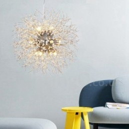 Vuurwerkbol Paardenbloem Chroom Feature Kristallen Metalen Kroonluchter