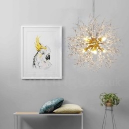 Vuurwerkbol Paardenbloem Chroom Feature Kristallen Metalen Kroonluchter