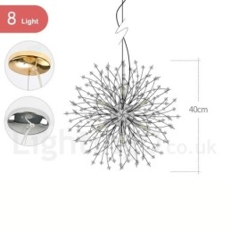 Vuurwerkbol Paardenbloem Chroom Feature Kristallen Metalen Kroonluchter