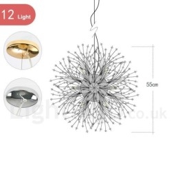 Vuurwerkbol Paardenbloem Chroom Feature Kristallen Metalen Kroonluchter