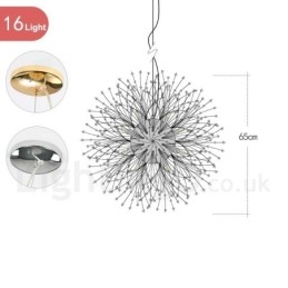 Vuurwerkbol Paardenbloem Chroom Feature Kristallen Metalen Kroonluchter