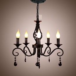 Traditionele kristallen kroonluchter binnenverlichting 5 lichts kaarsen eenvoudige kroonluchter