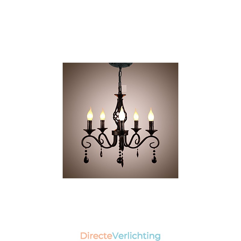 Traditionele kristallen kroonluchter binnenverlichting 5 lichts kaarsen eenvoudige kroonluchter