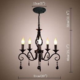 Traditionele kristallen kroonluchter binnenverlichting 5 lichts kaarsen eenvoudige kroonluchter