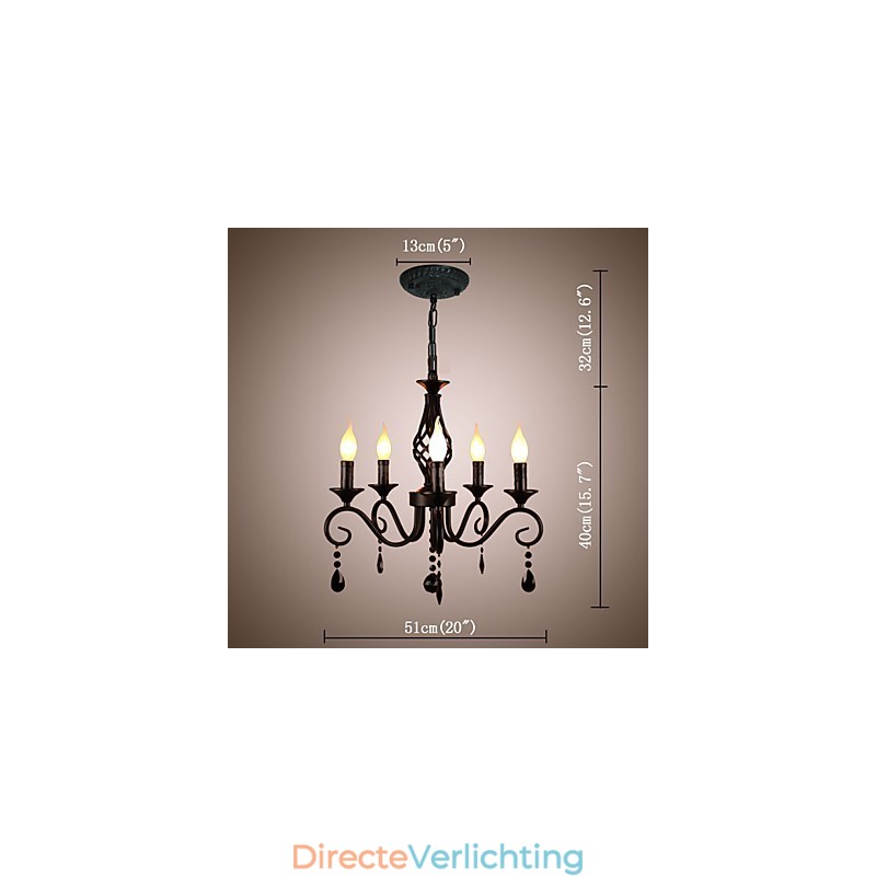 Traditionele kristallen kroonluchter binnenverlichting 5 lichts kaarsen eenvoudige kroonluchter