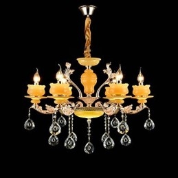 Traditionele klassieke zinklegeringsfunctie voor kristallen mini-stijl metalen kroonluchter met 6 lampen