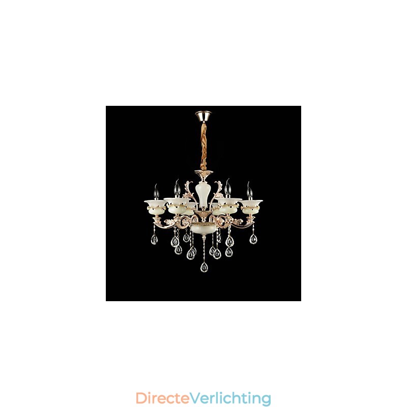 Traditionele klassieke zinklegeringsfunctie voor kristallen mini-stijl metalen kroonluchter met 6 lampen