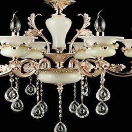 Traditionele klassieke zinklegeringsfunctie voor kristallen mini-stijl metalen kroonluchter met 6 lampen