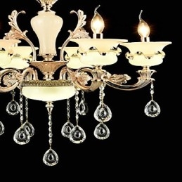 Traditionele klassieke zinklegeringsfunctie voor kristallen mini-stijl metalen kroonluchter met 6 lampen