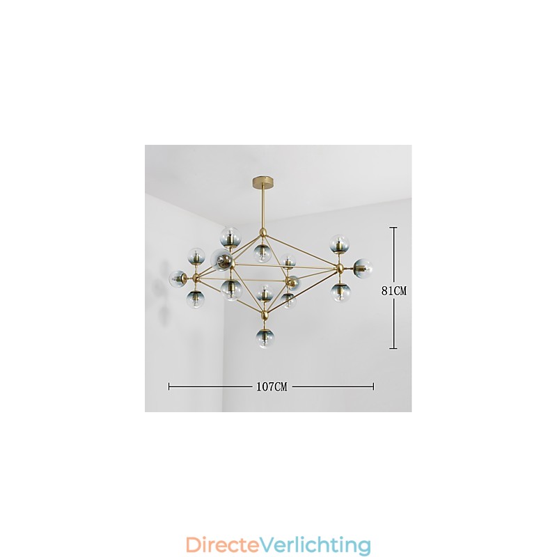 Vijftien lichts paal moderne Europese stijl Modo metalen glazen hanglamp de Foyer Decorate industriële kroonluchterlamp
