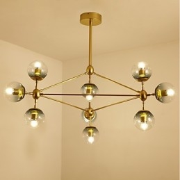 Tien lichts paal moderne Europese stijl Modo metalen glazen hanglamp de Foyer Decorate industriële kroonluchterlamp