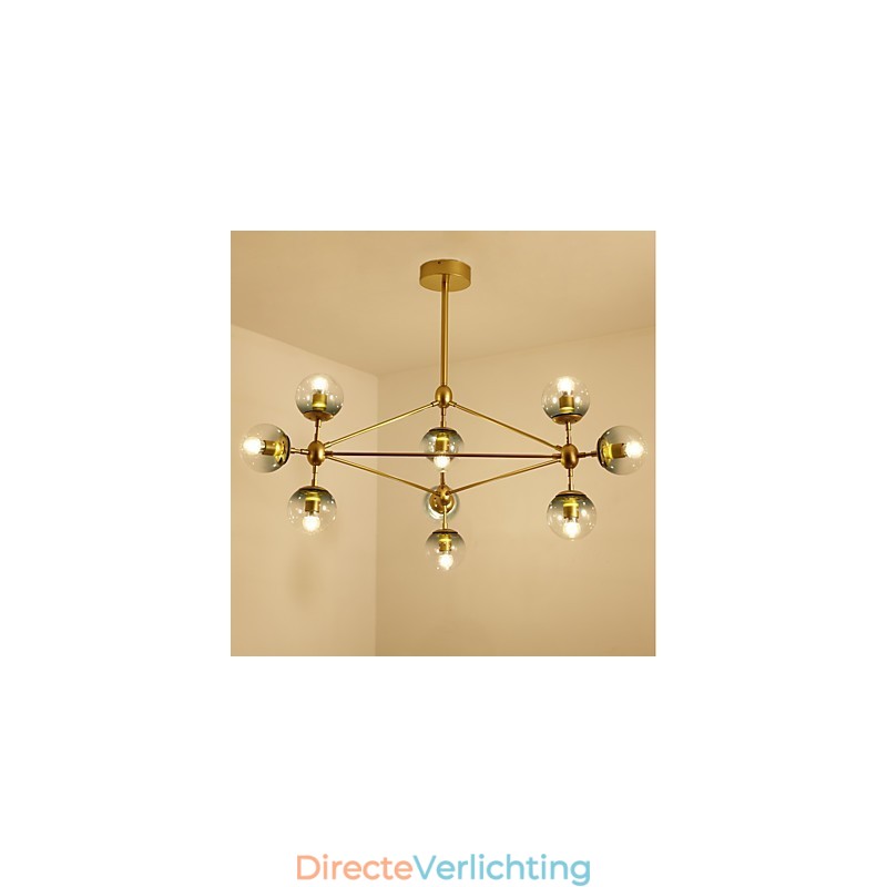 Tien lichts paal moderne Europese stijl Modo metalen glazen hanglamp de Foyer Decorate industriële kroonluchterlamp