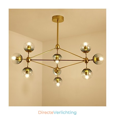 Tien lichts paal moderne Europese stijl Modo metalen glazen hanglamp de Foyer Decorate industriële kroonluchterlamp Tien lichts paal moderne Europese stijl Modo metalen glazen hanglamp de Foyer Decorate industriële kroonluchterlamp