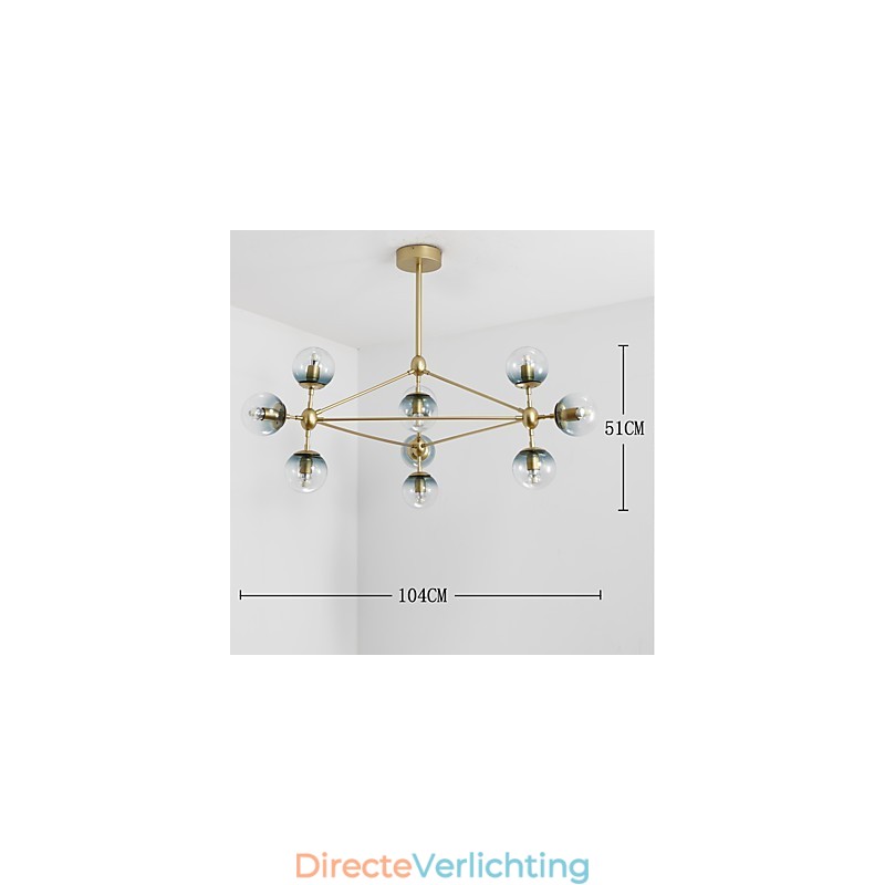 Tien lichts paal moderne Europese stijl Modo metalen glazen hanglamp de Foyer Decorate industriële kroonluchterlamp