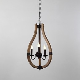 Drie licht vintage schilderij kenmerk mini stijl houten bamboe kroonluchter lamp de decoratieve hanglamp