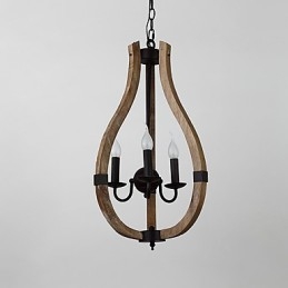 Drie licht vintage schilderij kenmerk mini stijl houten bamboe kroonluchter lamp de decoratieve hanglamp