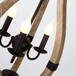 Drie licht vintage schilderij kenmerk mini stijl houten bamboe kroonluchter lamp de decoratieve hanglamp