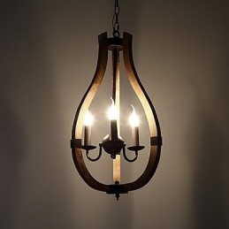 Drie licht vintage schilderij kenmerk mini stijl houten bamboe kroonluchter lamp de decoratieve hanglamp