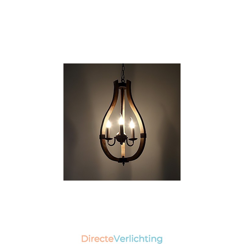 Drie licht vintage schilderij kenmerk mini stijl houten bamboe kroonluchter lamp de decoratieve hanglamp