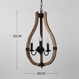 Drie licht vintage schilderij kenmerk mini stijl houten bamboe kroonluchter lamp de decoratieve hanglamp