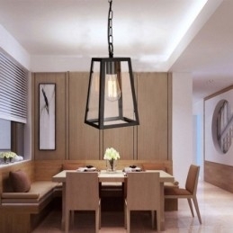 Vintage metalen hanglamp met glazen kap