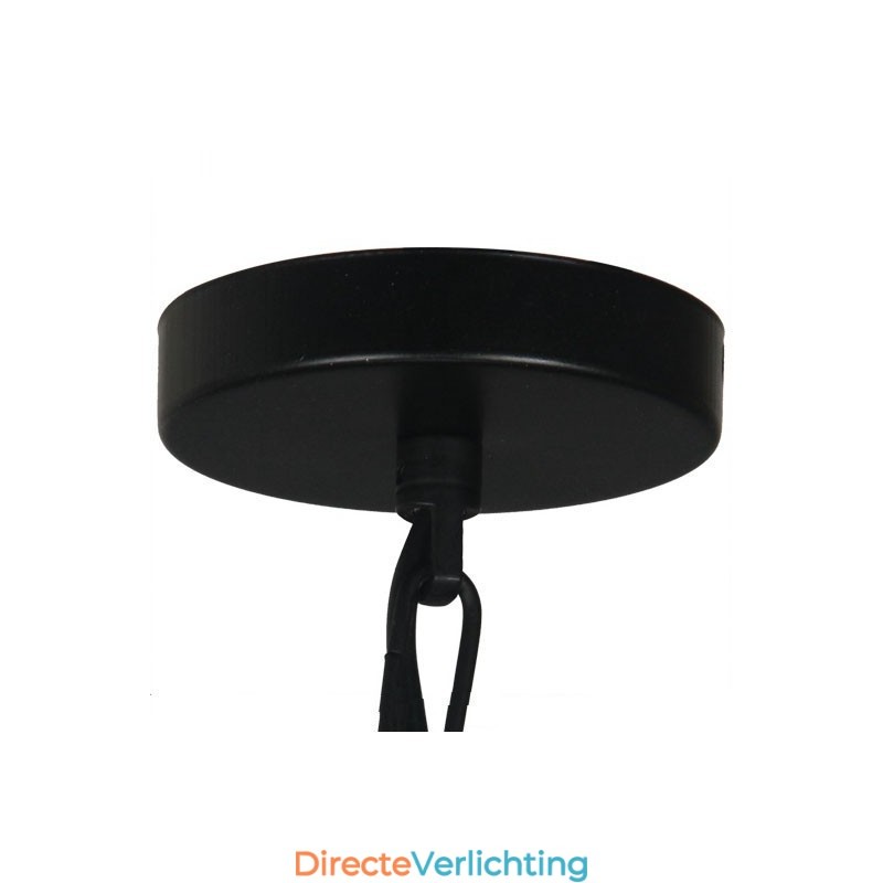 Vintage metalen hanglamp met glazen kap