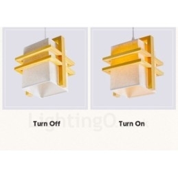 1 Lichte Houten Retro Vintage Hanglamp met Stoffen Kap