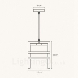 1 Lichte Houten Retro Vintage Hanglamp met Stoffen Kap