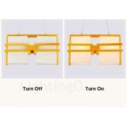 2-lichts houten retro vintage hanglamp met stoffen kap