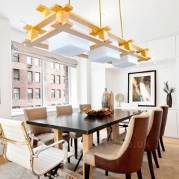 3-lichts houten moderne eigentijdse hanglamp in Scandinavische stijl met glazen kap