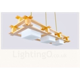 3-lichts houten moderne eigentijdse hanglamp in Scandinavische stijl met glazen kap