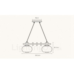 4-lichts rustieke lodge hanglamp van hout met glazen kap