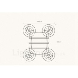 4-lichts rustieke lodge hanglamp van hout met glazen kap