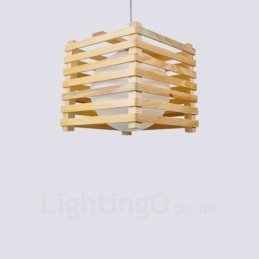 1 Lichte houten moderne eigentijdse hanglamp in Scandinavische stijl met glazen kap