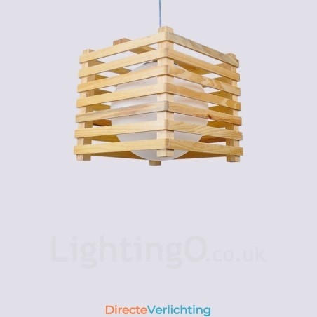 1 Lichte houten moderne eigentijdse hanglamp in Scandinavische stijl met glazen kap 1 Lichte houten moderne eigentijdse hanglamp in Scandinavische stijl met glazen kap
