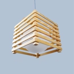 1 Lichte houten moderne eigentijdse hanglamp in Scandinavische stijl met glazen kap