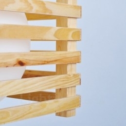 1 Lichte houten moderne eigentijdse hanglamp in Scandinavische stijl met glazen kap