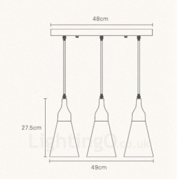 3-lichts moderne hanglamp van hout met stoffen kap